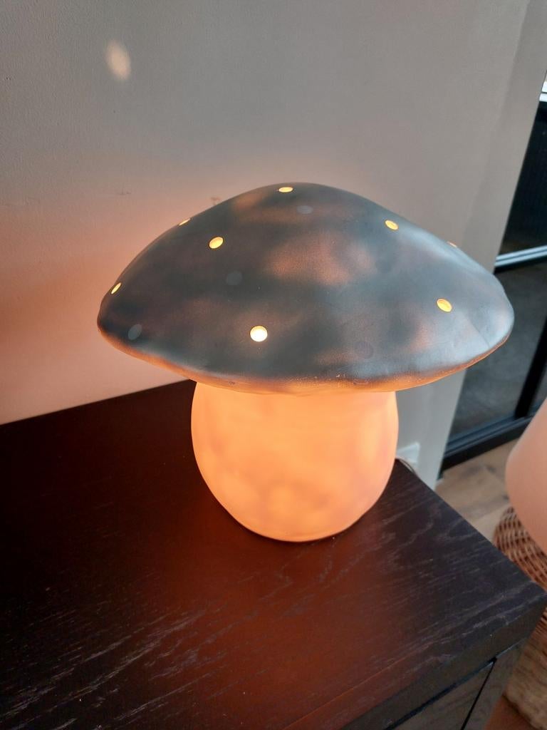 Paddenstoel lamp van merk Heico zilverkleurig babykamer,  ki, Ophalen, Zo goed als nieuw, Minder dan 50 cm