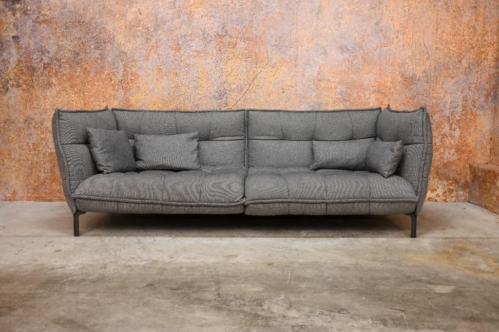 ZGAN! grijze stoffen exclusieve B&B Italia Husk design bank, 250 tot 300 cm, 100 tot 125 cm, Ophalen of Verzenden, Zo goed als nieuw
