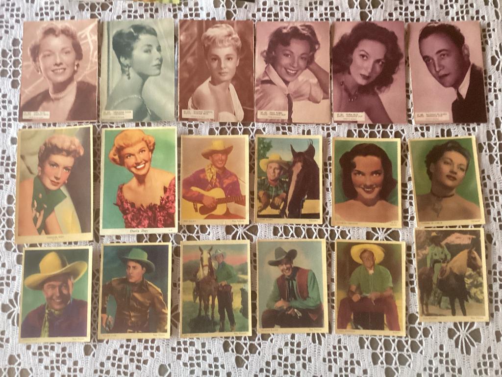 36 prenten chromos plaatjes kaarten filmsterren, Verzamelen, Ophalen of Verzenden, Voor 1940, Gebruikt