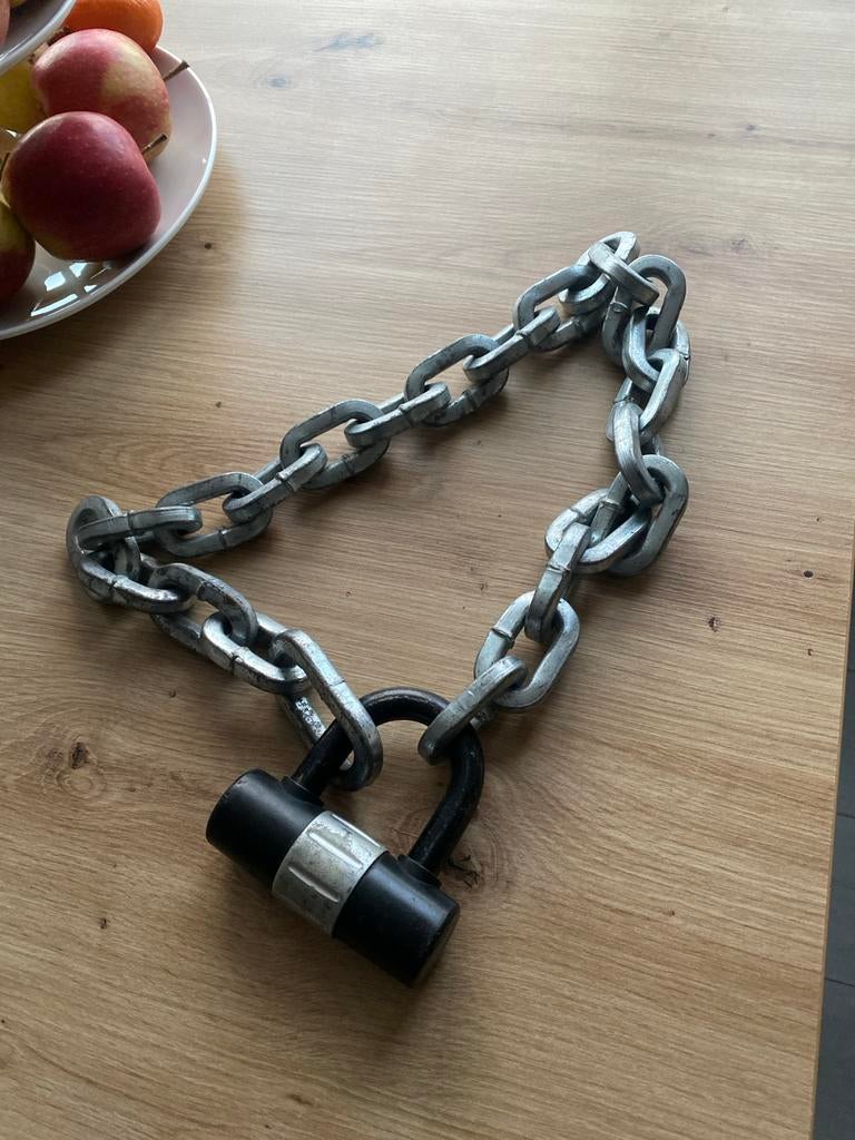 Kettingslot met hangslot, Fietsen en Brommers, Ophalen of Verzenden, Gebruikt, Kettingslot