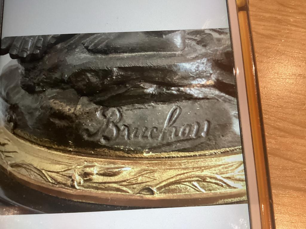 Antieke kandelaars en klok met beeld van Bouchon, Ophalen of Verzenden, Koper of Brons