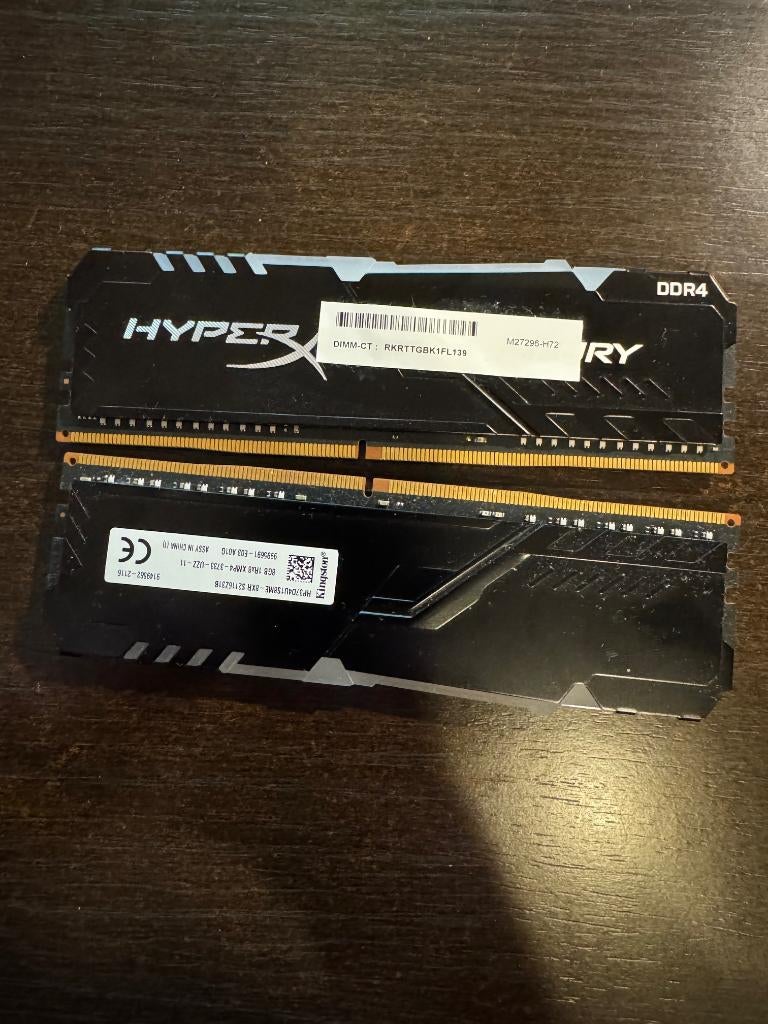 HyperX Fury 2x8gb ram ddr4, DDR4, Ophalen of Verzenden, Zo goed als nieuw, Desktop