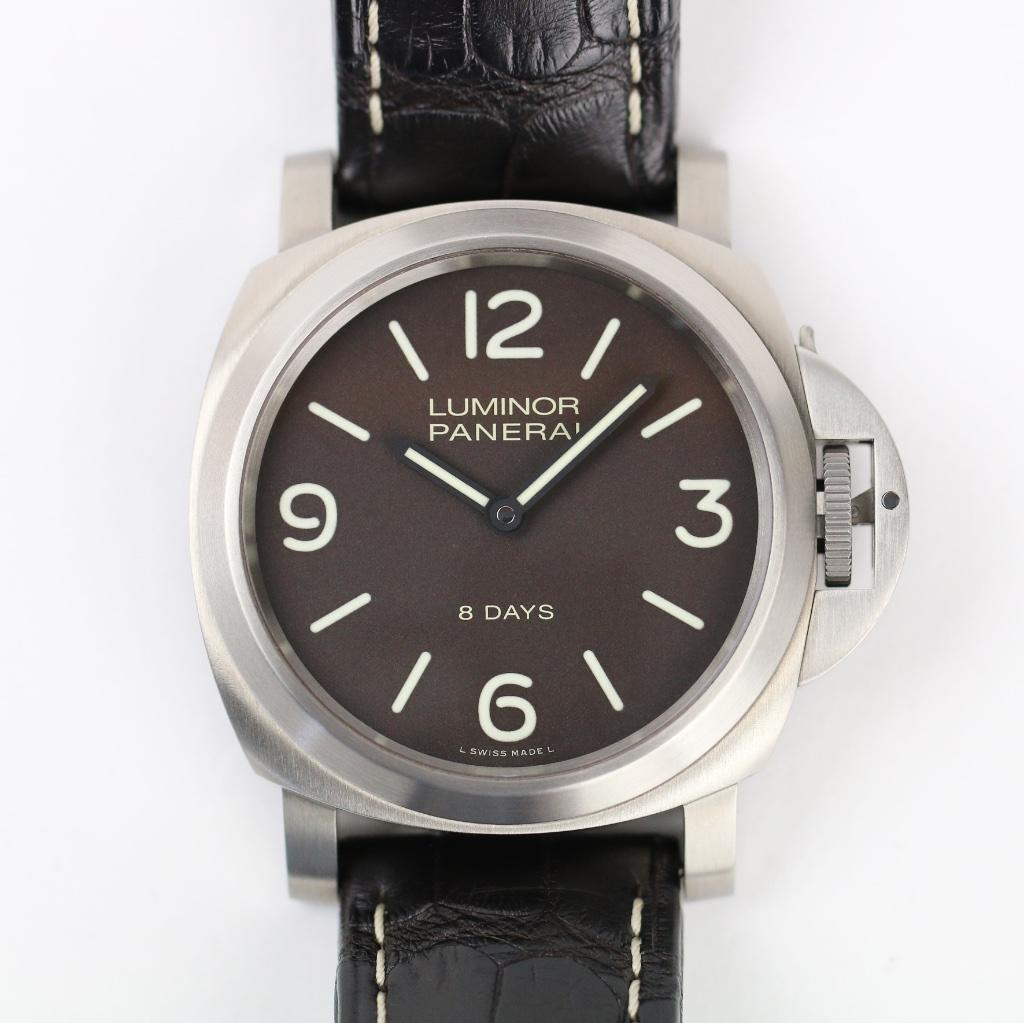 Panerai Luminor 8 Days Titanium 44 (Zeer goed/ 2018), Overige merken, Overige materialen, Leer, Polshorloge