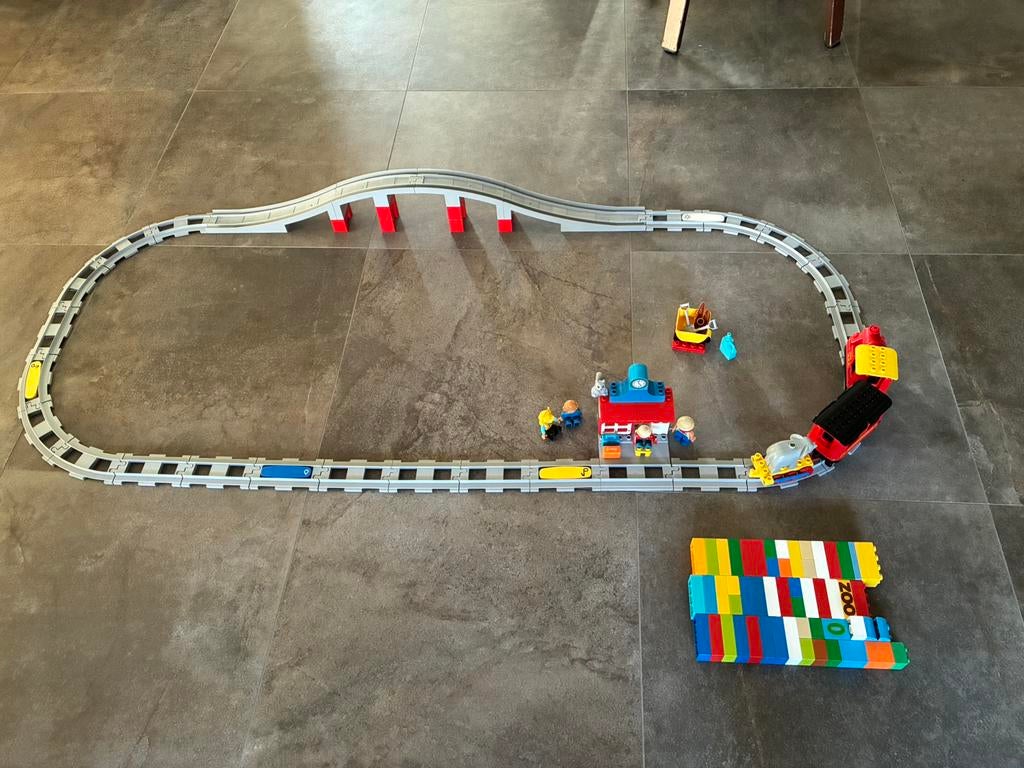 Duplo stoomtrein (10874) en Duplo Brug (10872), Kinderen en Baby's, Speelgoed | Duplo en Lego, Zo goed als nieuw, Duplo, Ophalen of Verzenden