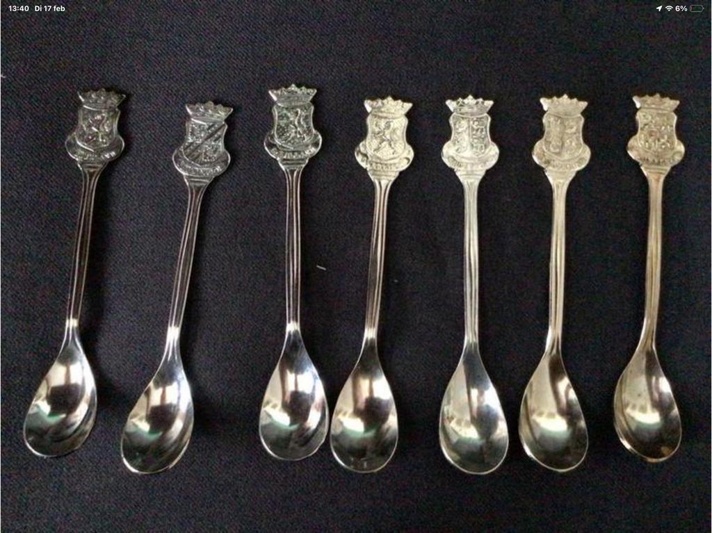 Wapen lepeltjes Nederland 7 stuks 🌼 €14,00 provincies, Ophalen of Verzenden