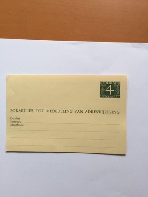 Adreswijziging briefkaart van 4 cent gulden ongebruikt, Ophalen of Verzenden