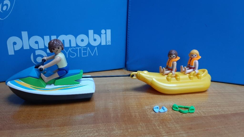 vakantie strand camping 6980 jetski met bananenboot 100%, Kinderen en Baby's, Speelgoed | Playmobil, Zo goed als nieuw, Complete set