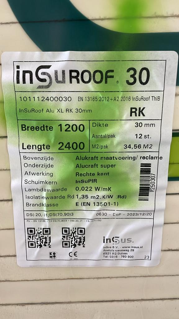 Grote partij - nette B keus - 30 mm alu - 240 x 120 cm, Doe-het-zelf en Verbouw, Isolatie en Afdichting, Ophalen, Nieuw, Hardschuim (Pir)