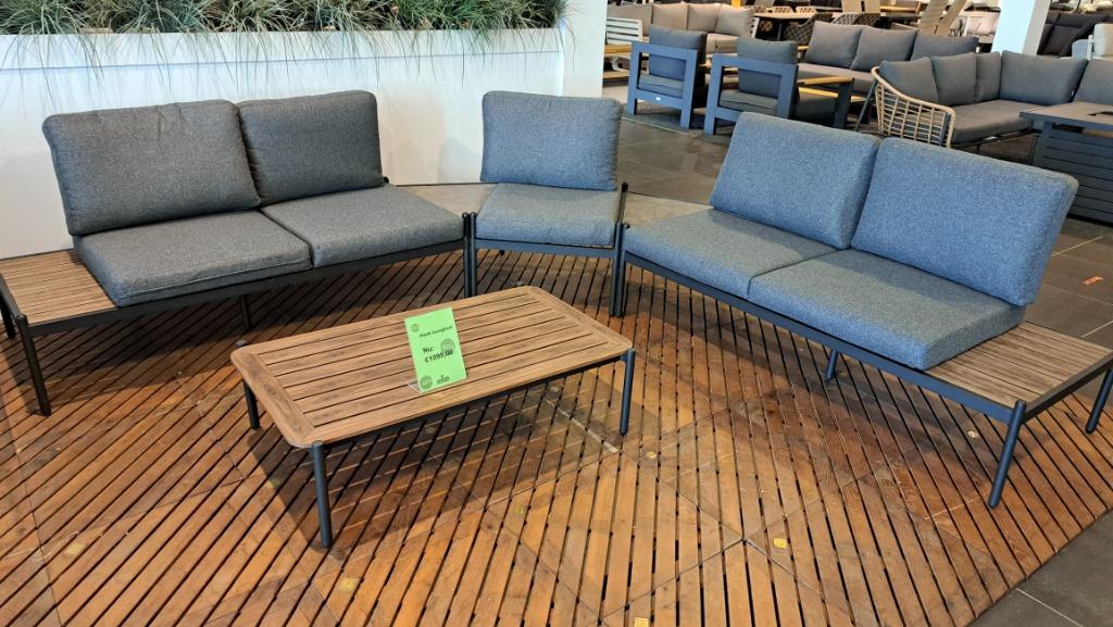 Robuuste loungeset, Tuin en Terras, Tuinsets en Loungesets, Ophalen, 5 zitplaatsen, Bank, Aluminium