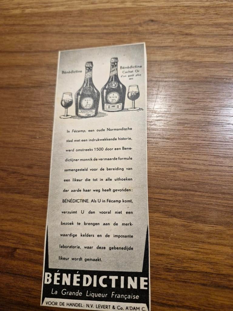 013 Oude Bénédictine Reclame Advertenties, Verzamelen, Ophalen of Verzenden, Gebruikt, Reclamebord