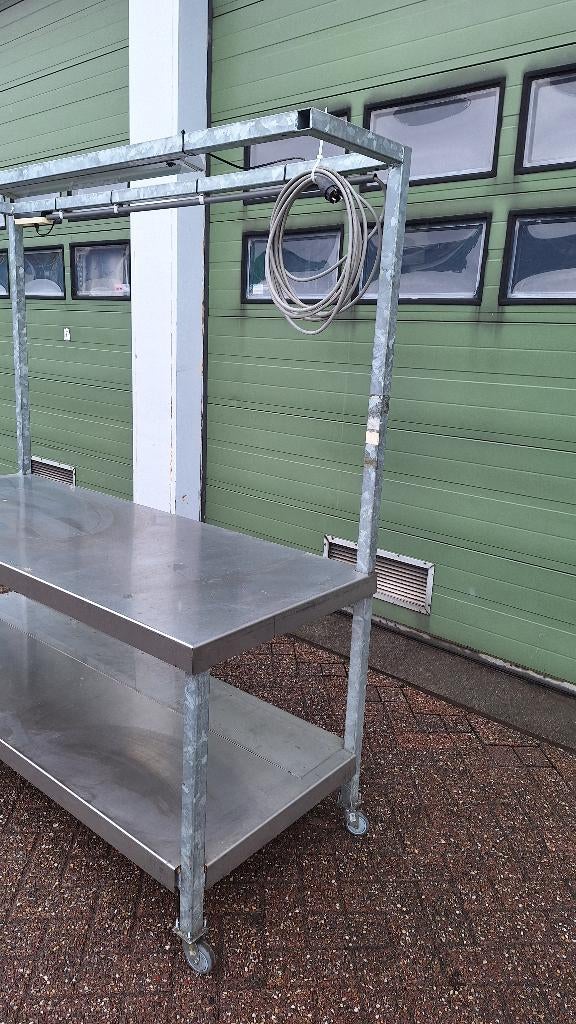 Werkbank werktafel  RVS/gegalvaniseerd 70 x182 cm, Doe-het-zelf en Verbouw, Werkbanken, Ophalen, Gebruikt, 170 cm of meer, Industriepark 2a 9351PA Leek