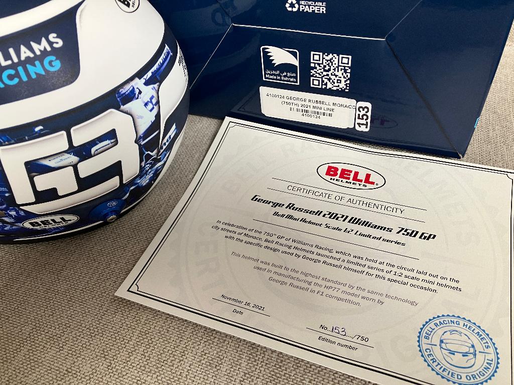 ✅ George Russell 1:2 helm Monaco 2021 Williams Racing F1, Verzamelen, Automerken, Motoren en Formule 1, Ophalen of Verzenden, Nieuw