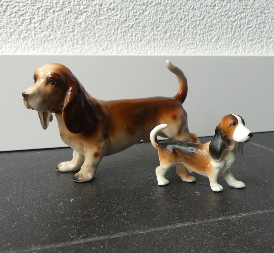 Vintage hondjes Bassett Hound beeldjes hondenbeeldjes Basset, Ophalen of Verzenden, Gebruikt, Dier