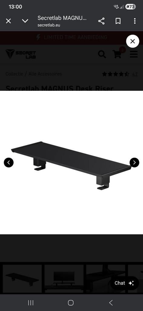 Secretlab Deskriser - Licht gebruikt, compleet, Ophalen of Verzenden, Zo goed als nieuw