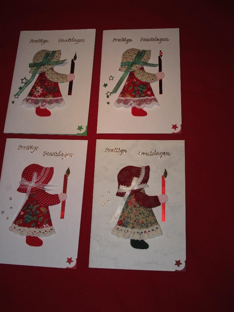 Kerstkaarten met patchworkstofjes, Ophalen of Verzenden, Nieuw, Kerst