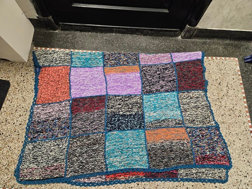 Gebreide lappendeken 185 x 120, Ophalen of Verzenden