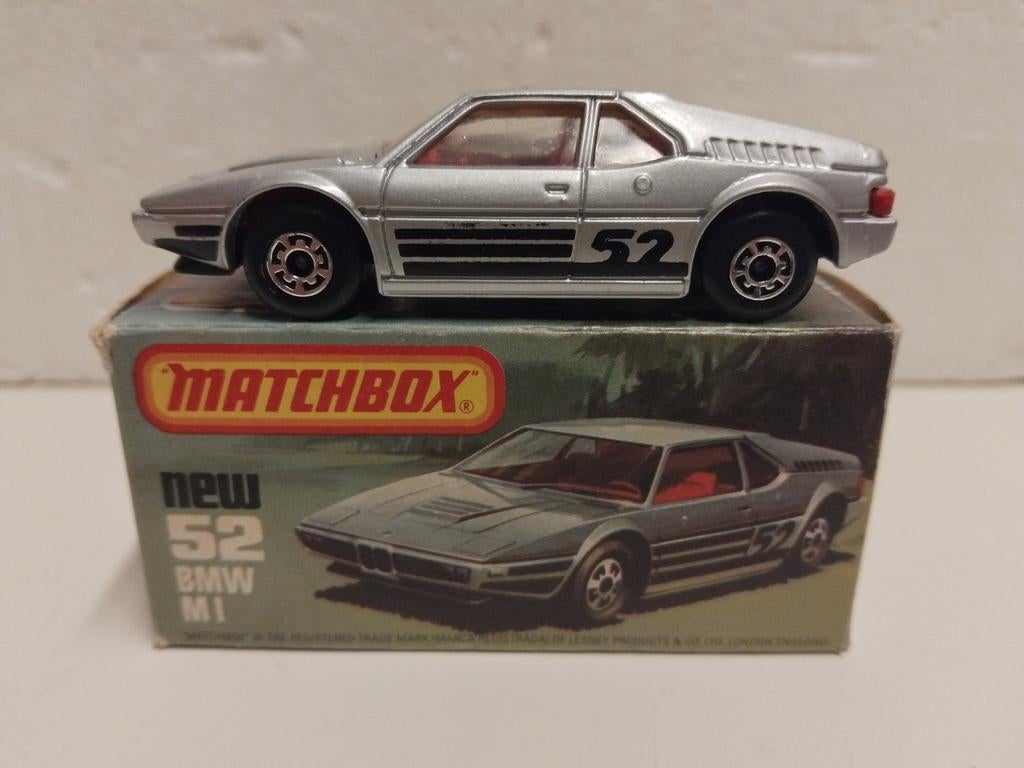 Matchbox #52 BMW M1 grijs 1981 boxed 3INCH, Ophalen of Verzenden, Zo goed als nieuw, Auto, Matchbox