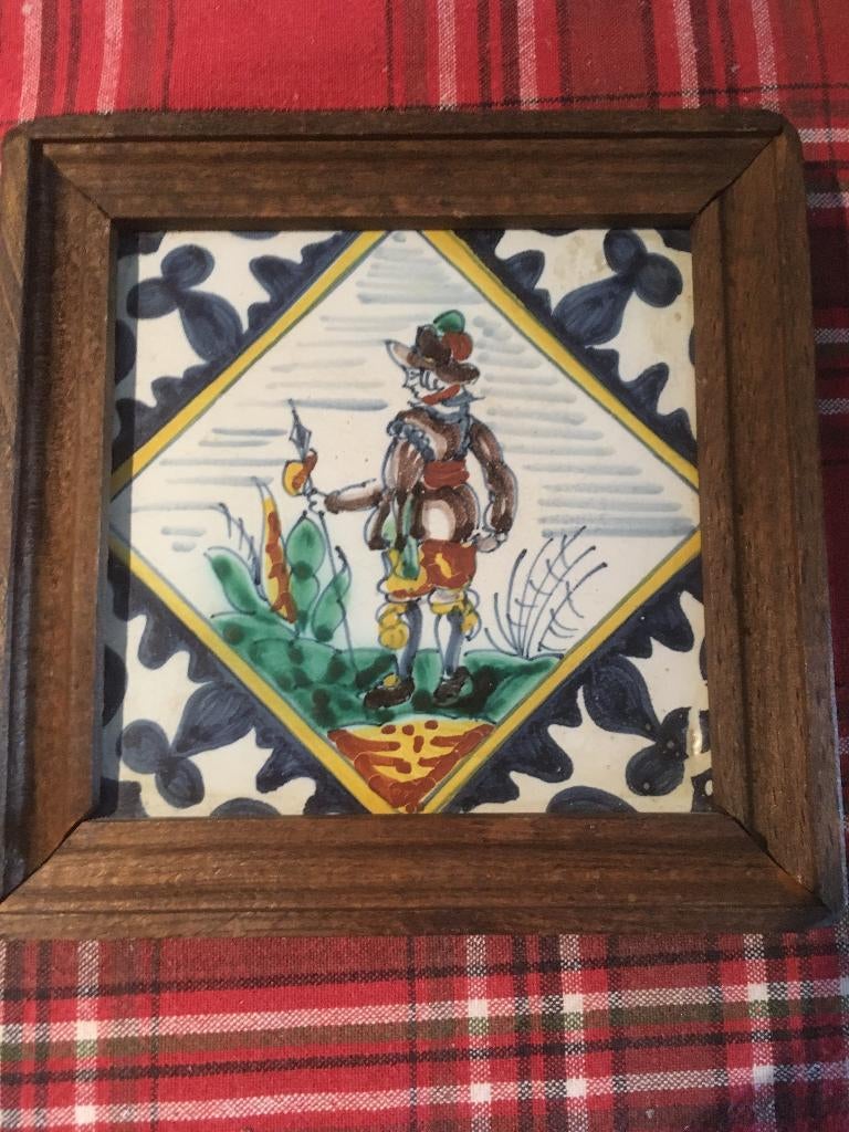 MAKKUM FRIESSE TEGEL Ingelijst in houten lijstje, Antiek en Kunst, Antiek | Wandborden en Tegels, Ophalen