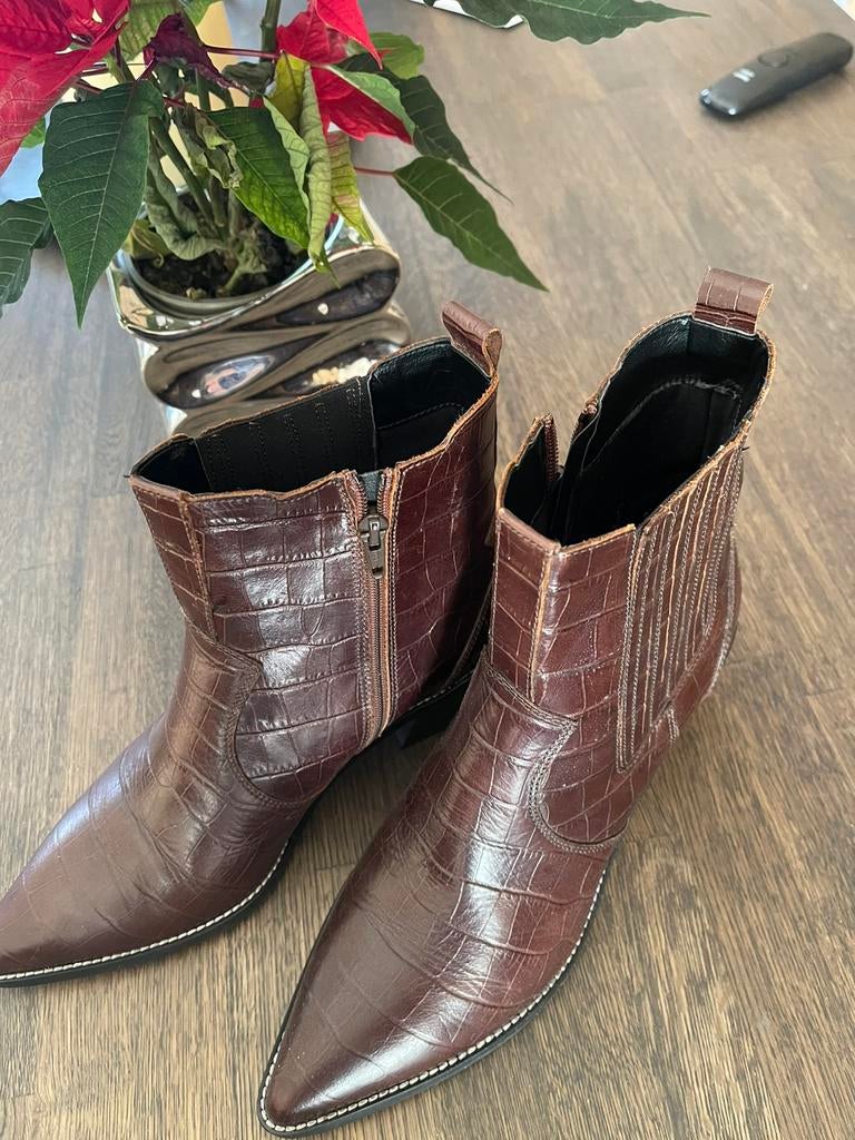 Leren cowboy laarzen mt 42, Ophalen, Bruin, Lage of Enkellaarzen, Zo goed als nieuw