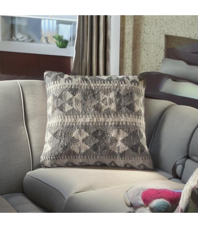 Kelim kussen 45x45 cm met vulling, Ophalen of Verzenden, Nieuw, Grijs, Vierkant