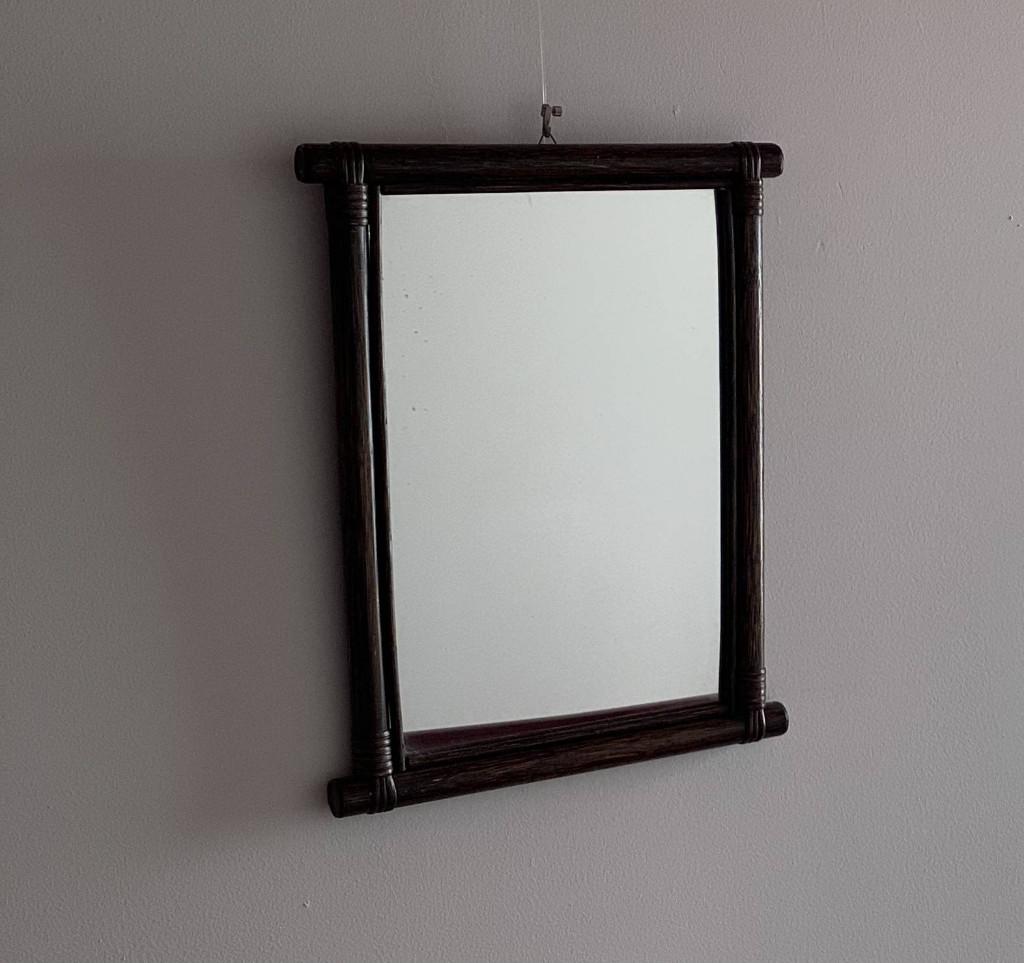 Vintage spiegel manou bruin, Ophalen of Verzenden, Rechthoekig, Minder dan 50 cm, Minder dan 100 cm