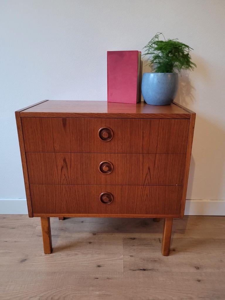 SMI Zweden Mid Century Teak Ladekastje, Ophalen, Minder dan 50 cm, Gebruikt, Vintage