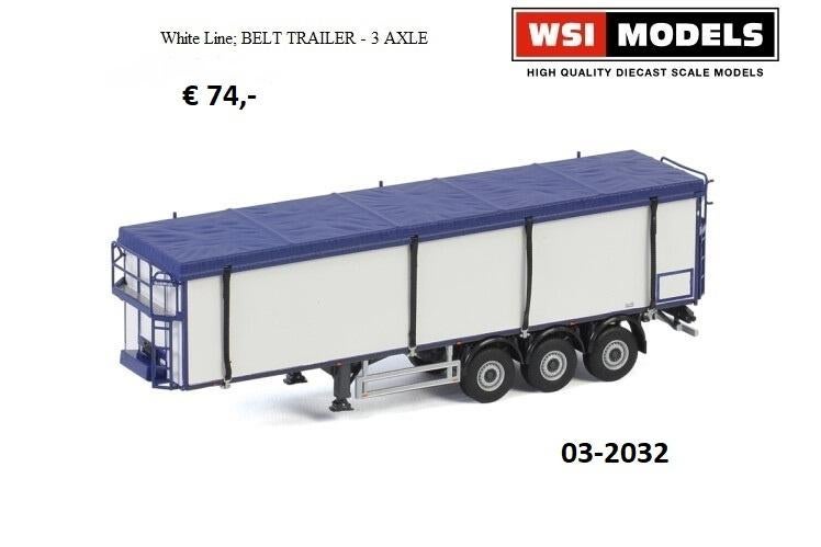 WSI Models White Line; BELT TRAILER - 3 AXLE, Hobby en Vrije tijd, Modelauto's | 1:50, Ophalen of Verzenden, Nieuw, Bus of Vrachtwagen