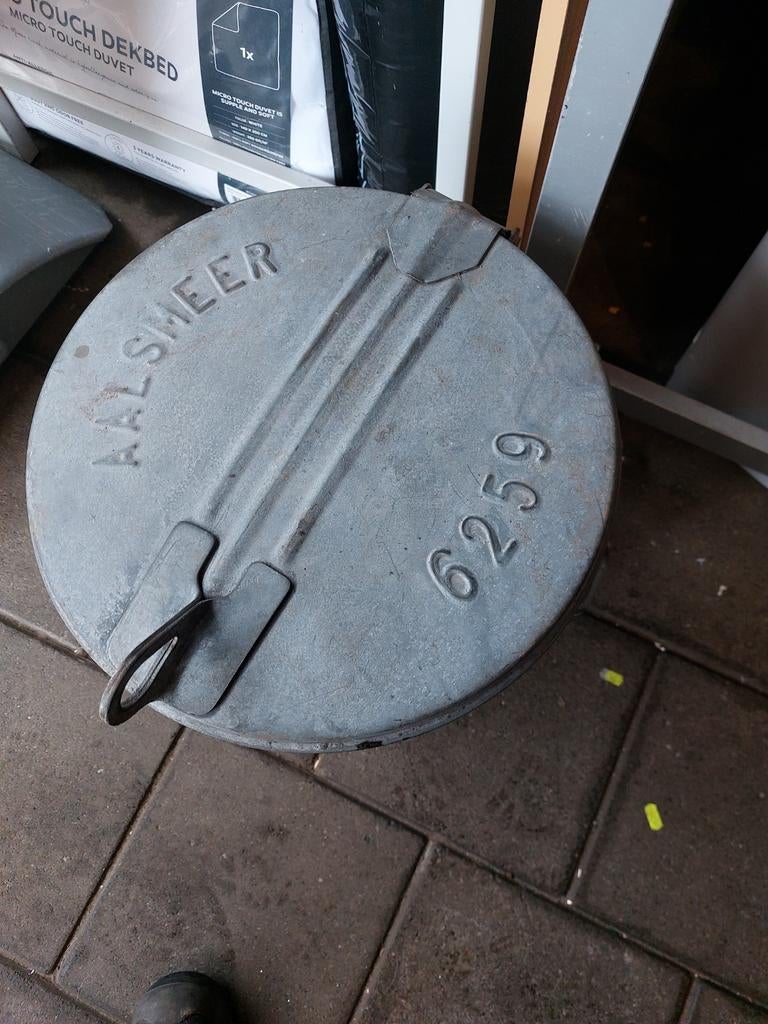Zinken Vuilnisemmer Aalsmeer - Vintage, Antiek en Kunst, Curiosa en Brocante, Ophalen