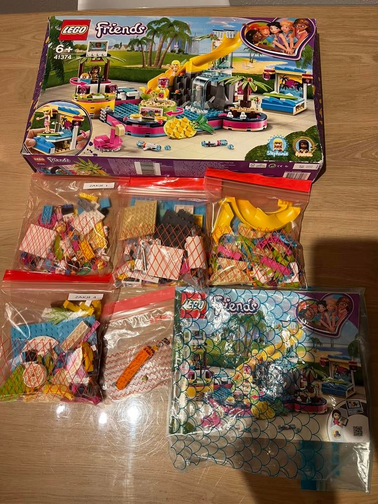 Lego friends 41374 Andreas pool party, Ophalen of Verzenden, Zo goed als nieuw, Complete set, Lego