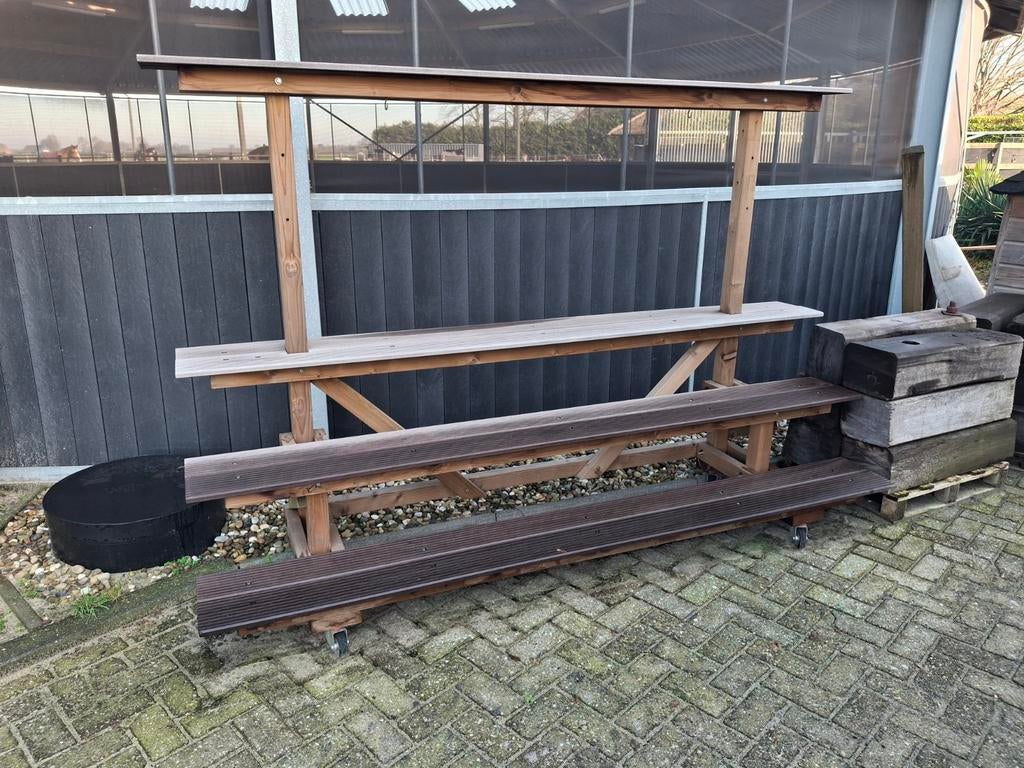 Houten plantenrek voor in de serre of tuinkas op wieltjes, Ophalen of Verzenden, Rechthoekig, Hout