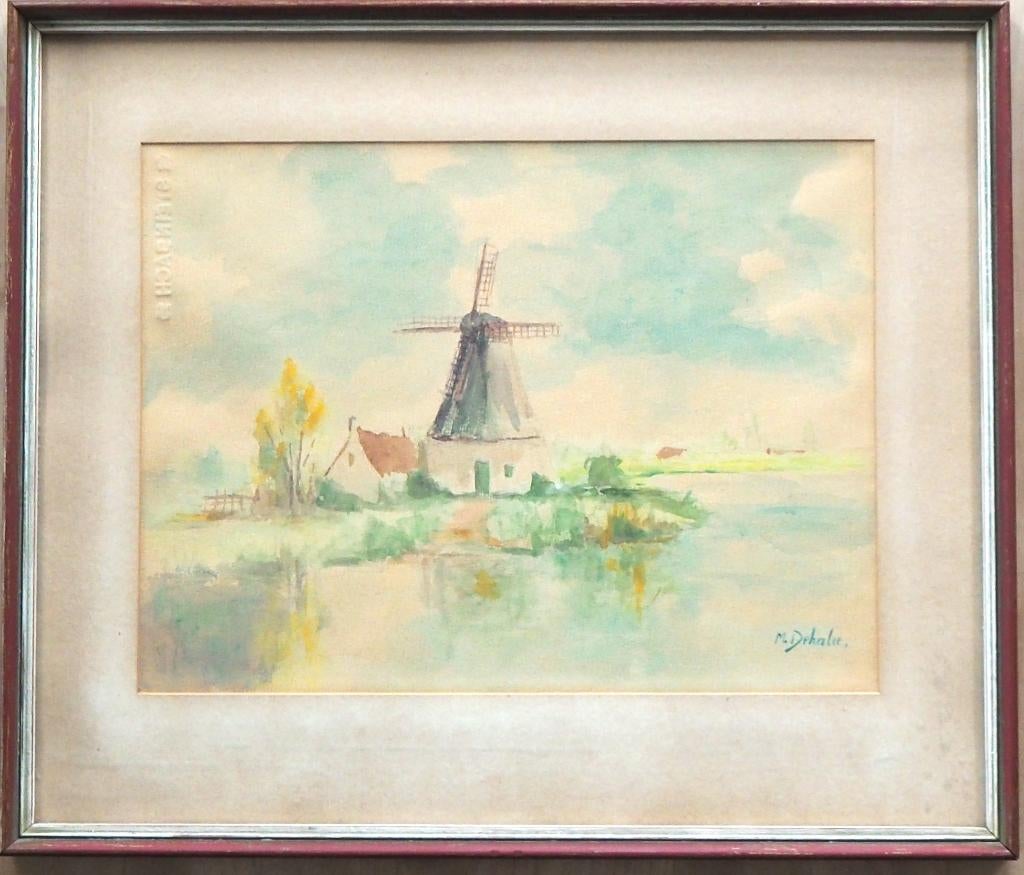 Aquarel van M.Delahu. Ecole Liegoise du Paysage., Antiek en Kunst, Kunst | Schilderijen | Klassiek, Ophalen