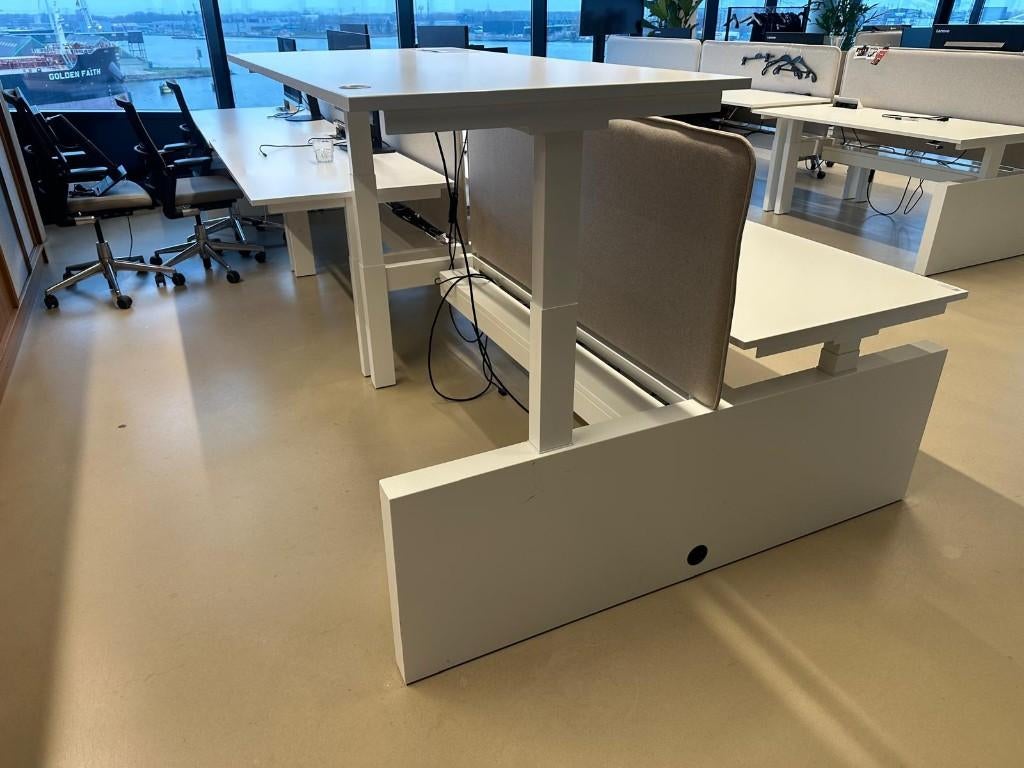 Voortman Elektrische zit-sta duo-bureau 160x80, 12 stuks, Verzenden, In hoogte verstelbaar, Gebruikt