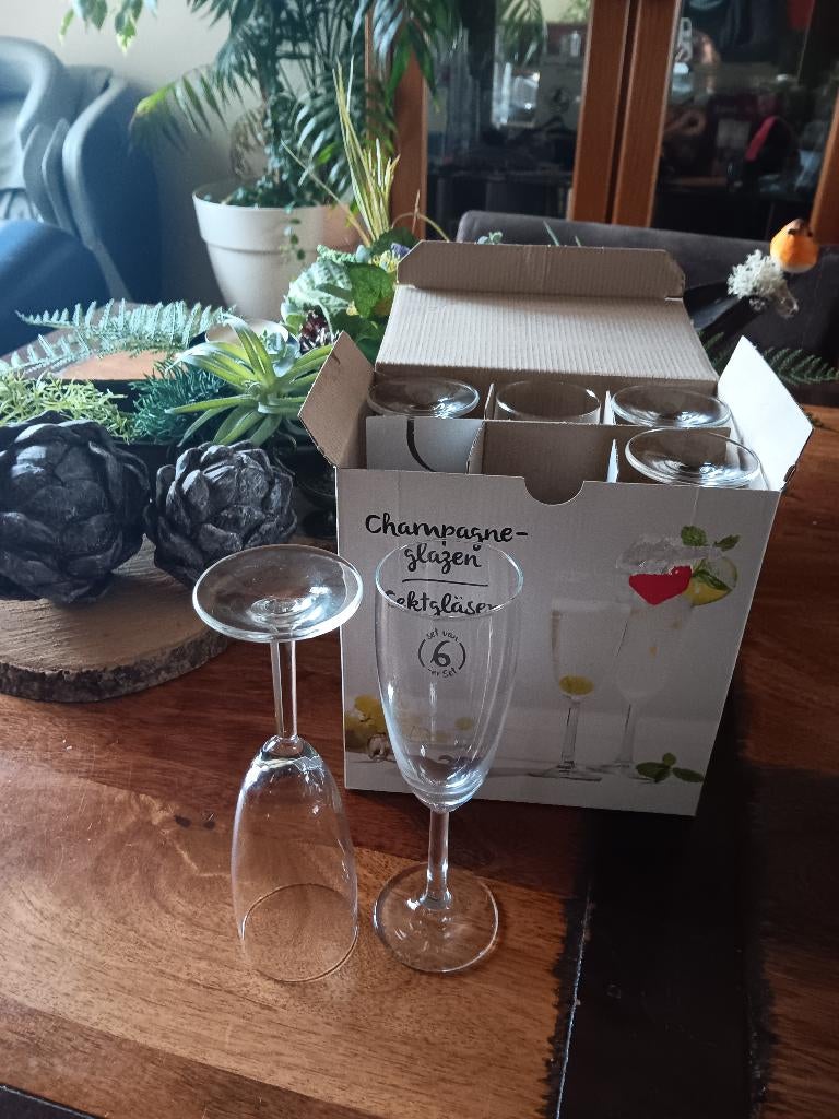 6 stuks champagne  of sekt glazen nieuw, Ophalen, Nieuw, Overige typen