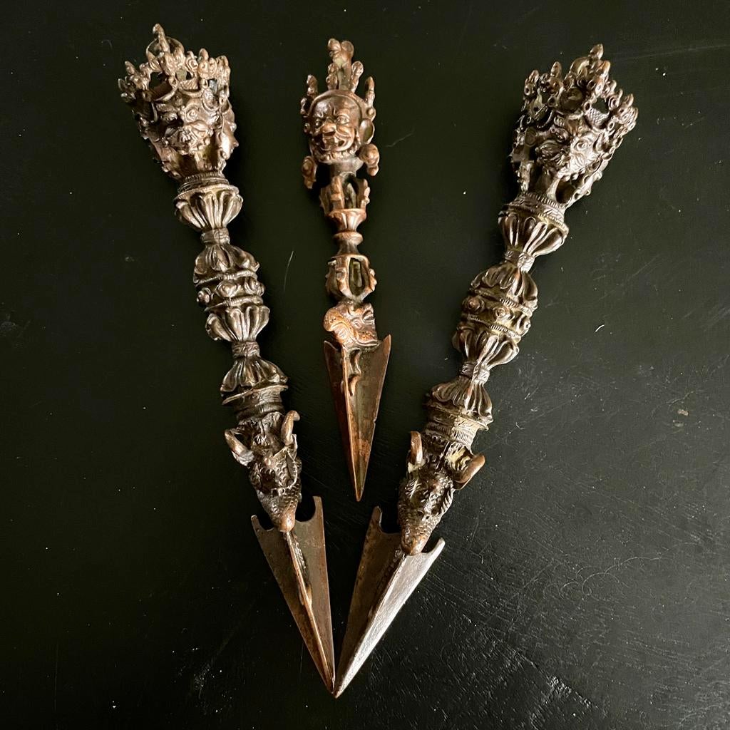 Set van 3 Tibetaanse Phurba Rituele Dolken, Ophalen