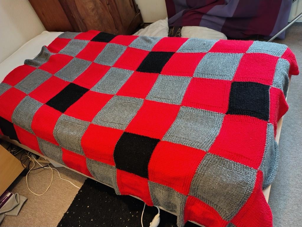 Gebreide lappendeken 1.85 x 1.15, Ophalen of Verzenden