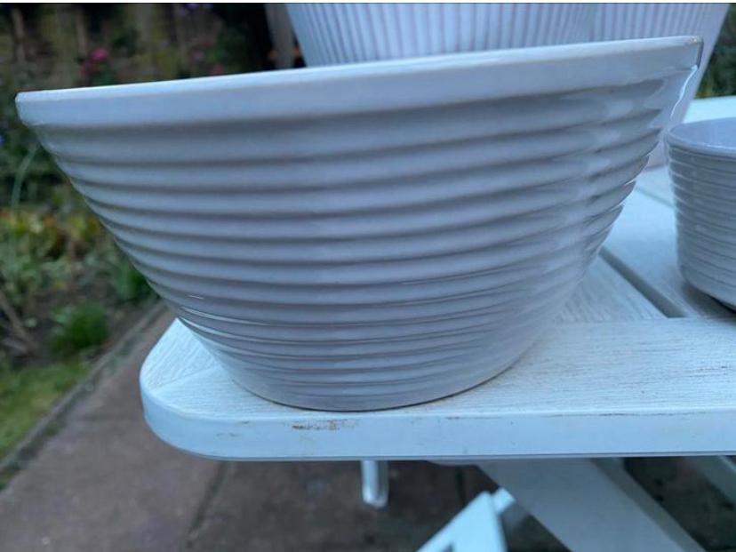 Erica/ Westraven, Vintage , 19x 9 cm Bloempot / schaal Wit, Rond, Ophalen of Verzenden, Zo goed als nieuw, Aardewerk