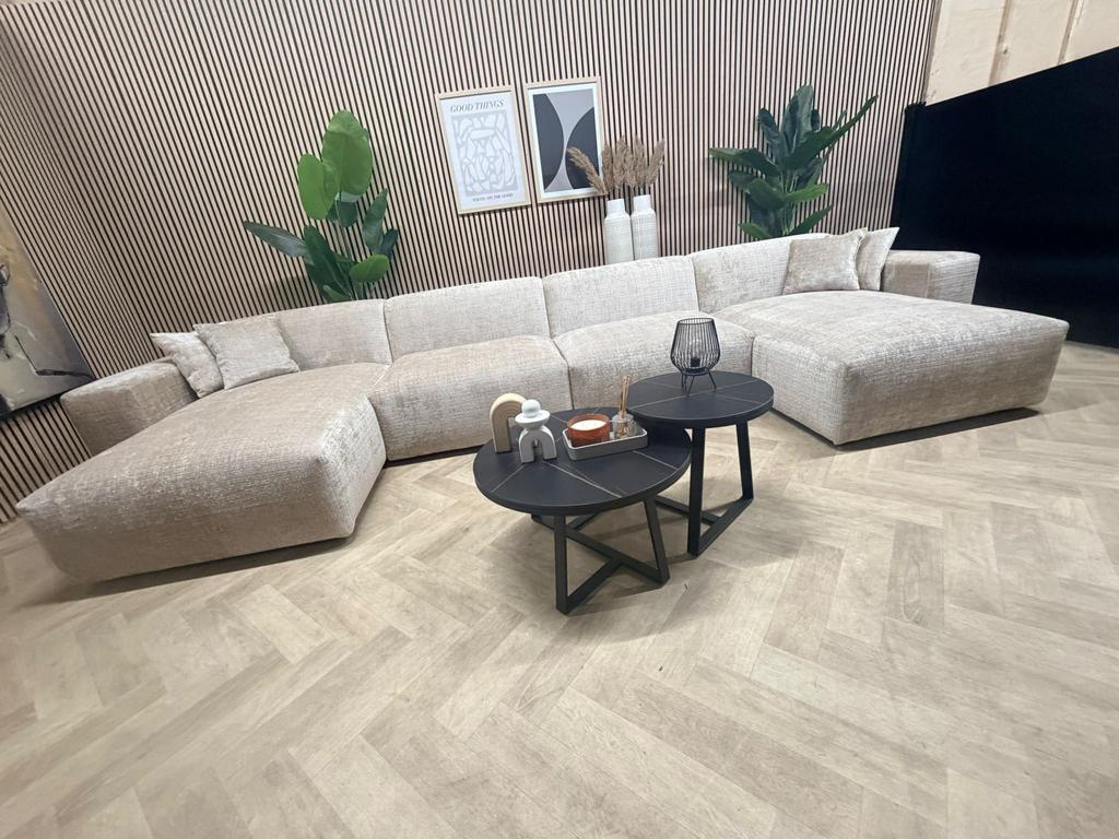 NIEUW | XXL Luxe Japandi/Hotel Chique U-Bank - Beige - 464cm