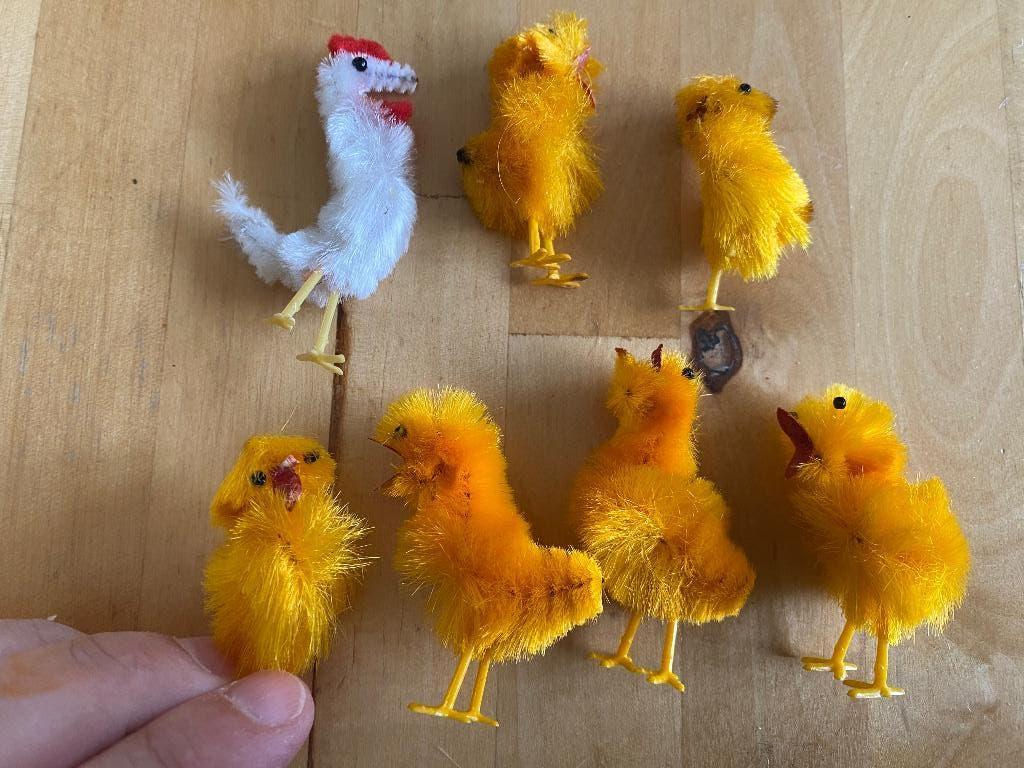 6 vintage kuikentjes & 1 kip voor Pasen rookvrij huis, Ophalen of Verzenden, Zo goed als nieuw