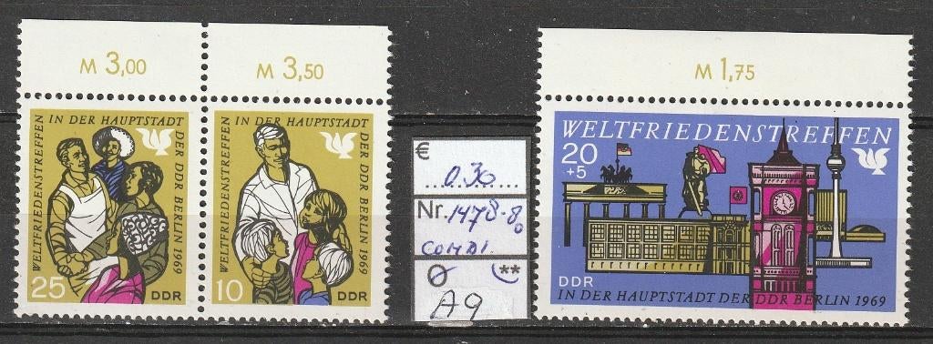 DDR Weltfriedenstreffen Combi Michel 1478-80 Nr.A9p, Verzenden, DDR, Postfris