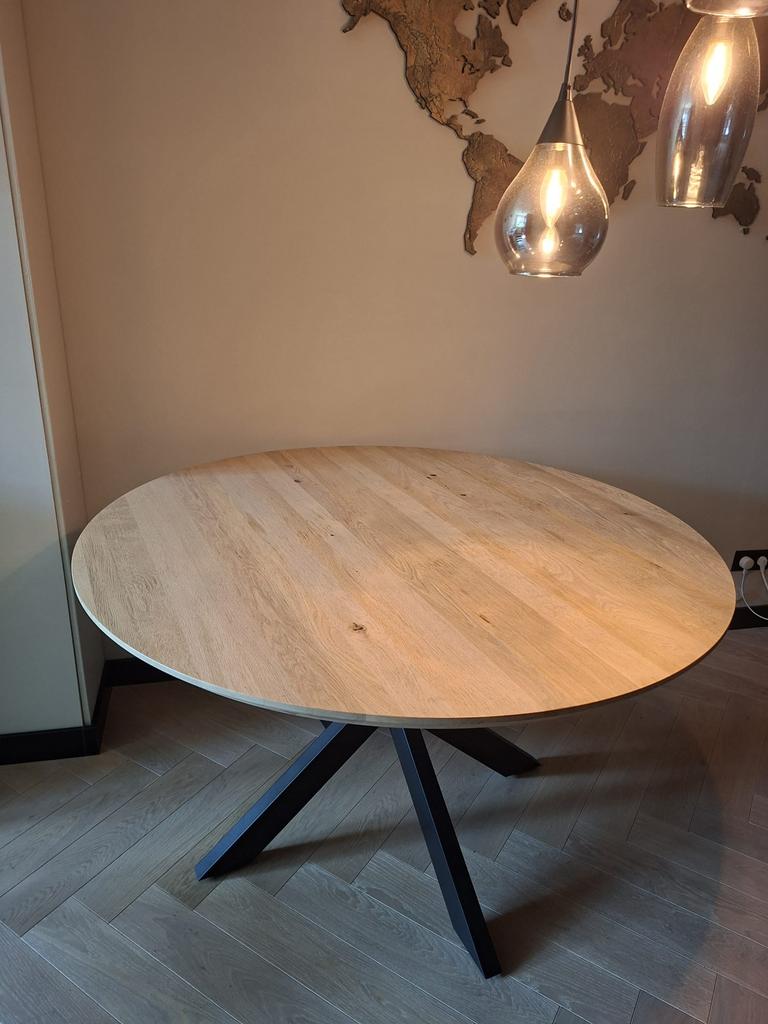 Ronde eettafel 130cm, Ophalen, 100 tot 150 cm, Rond, Zo goed als nieuw