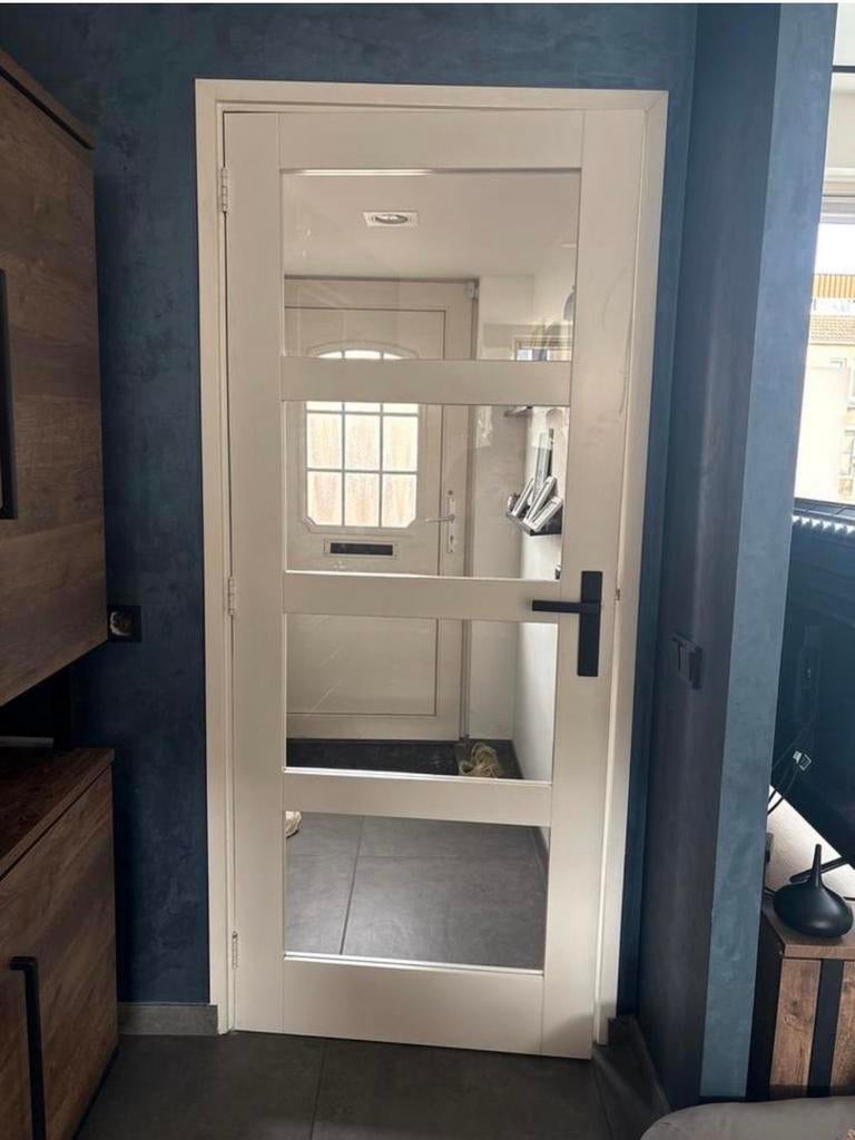 Binnendeur wit met glas 83x201,5cm, Doe-het-zelf en Verbouw, Deuren en Horren, Ophalen, Gebruikt, 80 tot 100 cm, Binnendeur