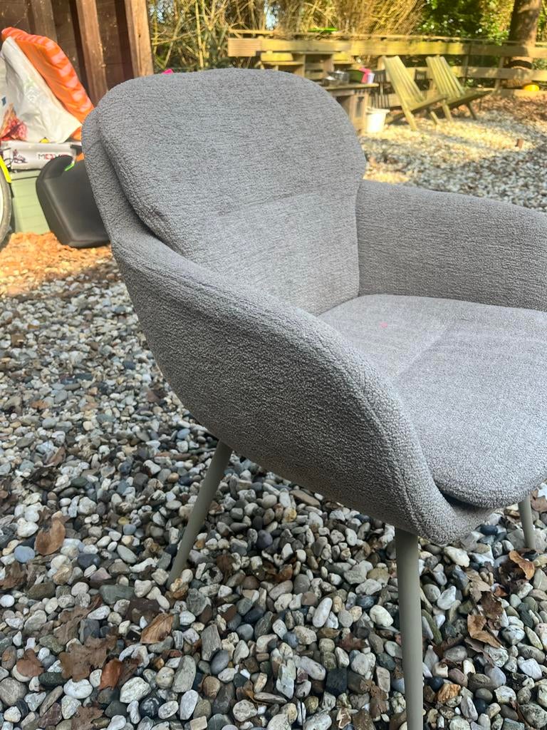 Comfortabele stoel met armleuningen - grijs/groen, Gebruikt, Ophalen of Verzenden, Eén, Stof