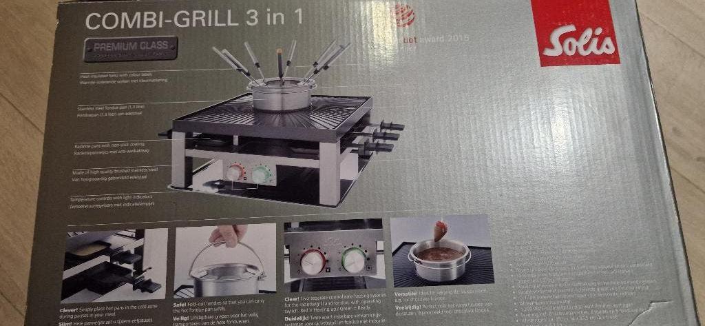 Solis 796 combi tafelgrill 3 in 1 Gourmetstel 8 personen, Witgoed en Apparatuur, Contactgrills, Ophalen, Nieuw