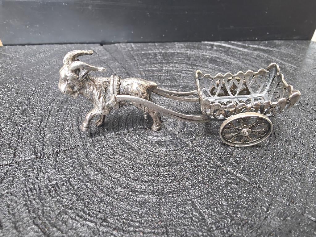 Zilveren miniatuur bokkenwagen, Verzenden, Zilver