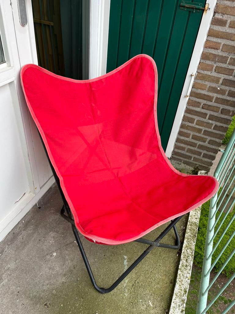 Breed Gestofferde Vlinderstoelen (tuin / terras / garden), Tuin en Terras, Ophalen, Zo goed als nieuw