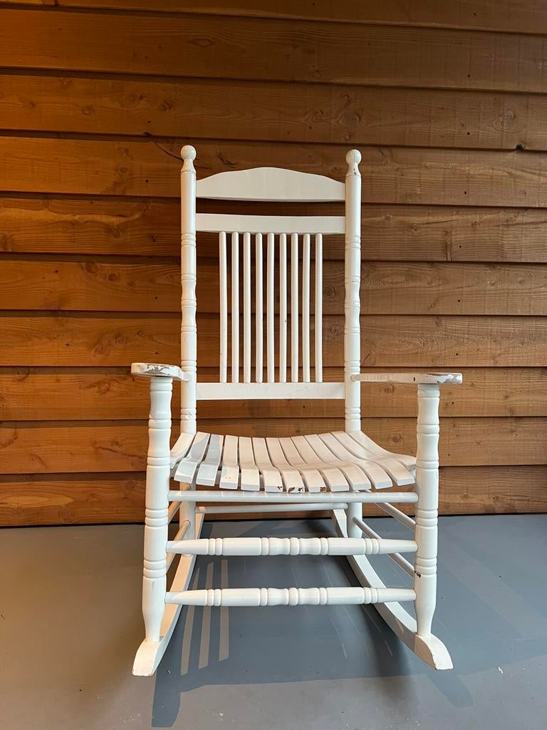 Witte schommelstoel hout, Ophalen, Gebruikt, Stoel(en)