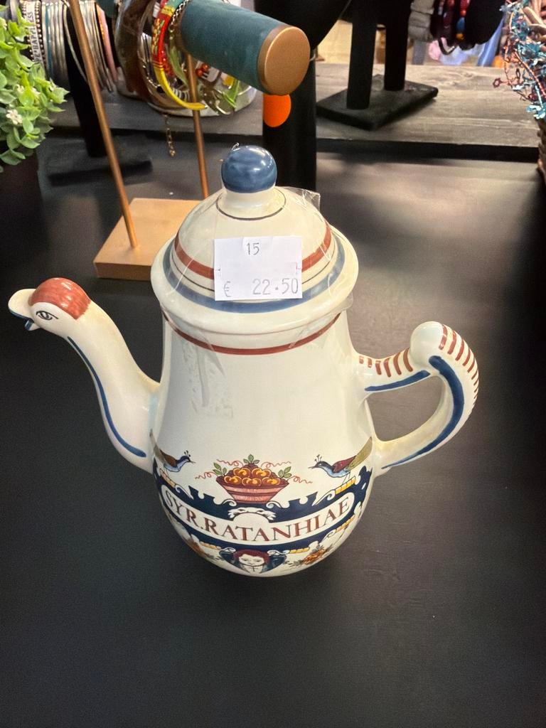 Antieke decoratieve theepot met vogeldesign, Ophalen