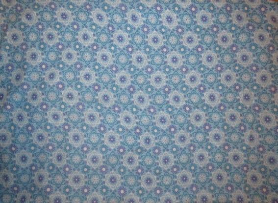 Vintage lap stof lichtblauw met bloemmotieven, Gebruikt, Blauw, Ophalen of Verzenden, 30 tot 120 cm