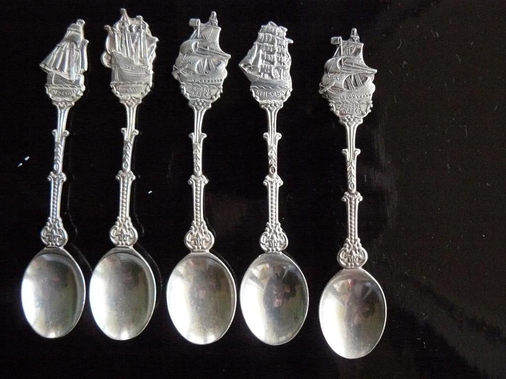 Theelepel schepen van Douwe Egberts verzilverd, Antiek en Kunst, Ophalen of Verzenden