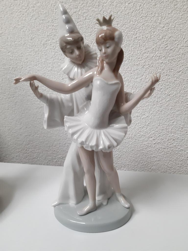 Lladro Porseleinen Beeldje: Ballerina en Pierrot, Verzamelen, Ophalen of Verzenden
